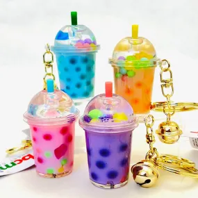 12095 PASTEL ROUND TOP BOBA FLOATY KEY CHARM-12