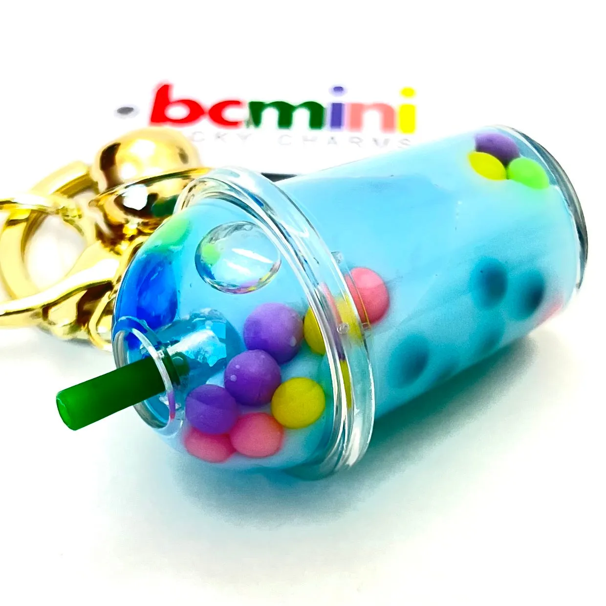 12095 PASTEL ROUND TOP BOBA FLOATY KEY CHARM-12