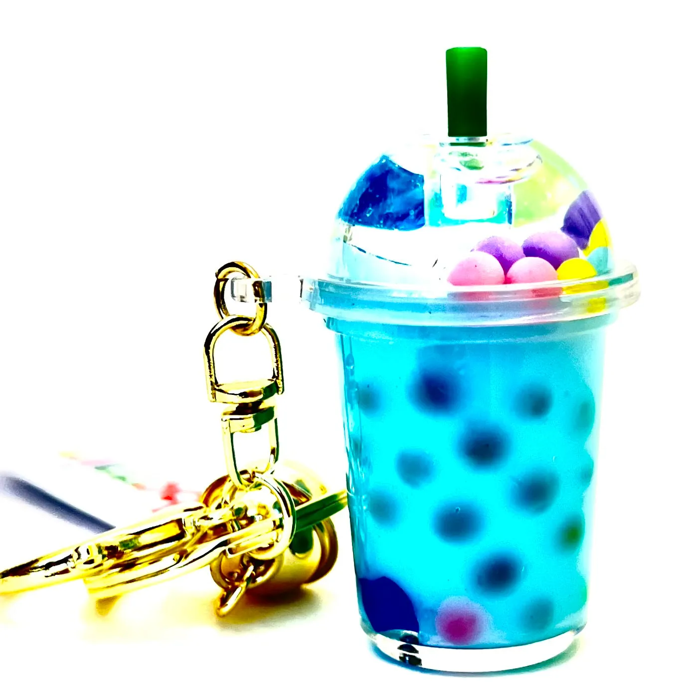 12095 PASTEL ROUND TOP BOBA FLOATY KEY CHARM-12