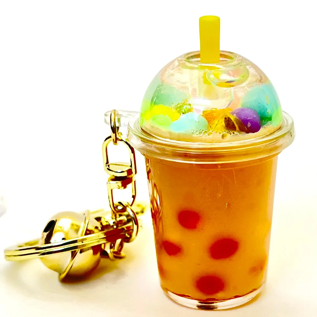 12095 PASTEL ROUND TOP BOBA FLOATY KEY CHARM-12