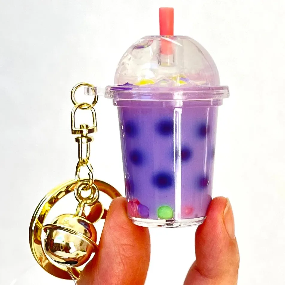 12095 PASTEL ROUND TOP BOBA FLOATY KEY CHARM-12