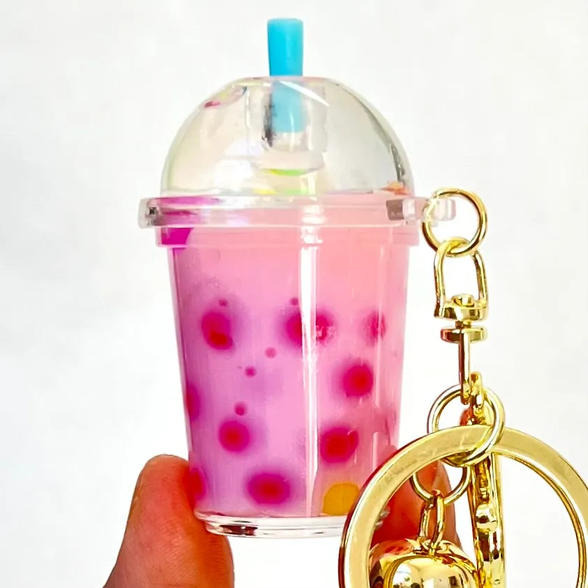 12095 PASTEL ROUND TOP BOBA FLOATY KEY CHARM-12