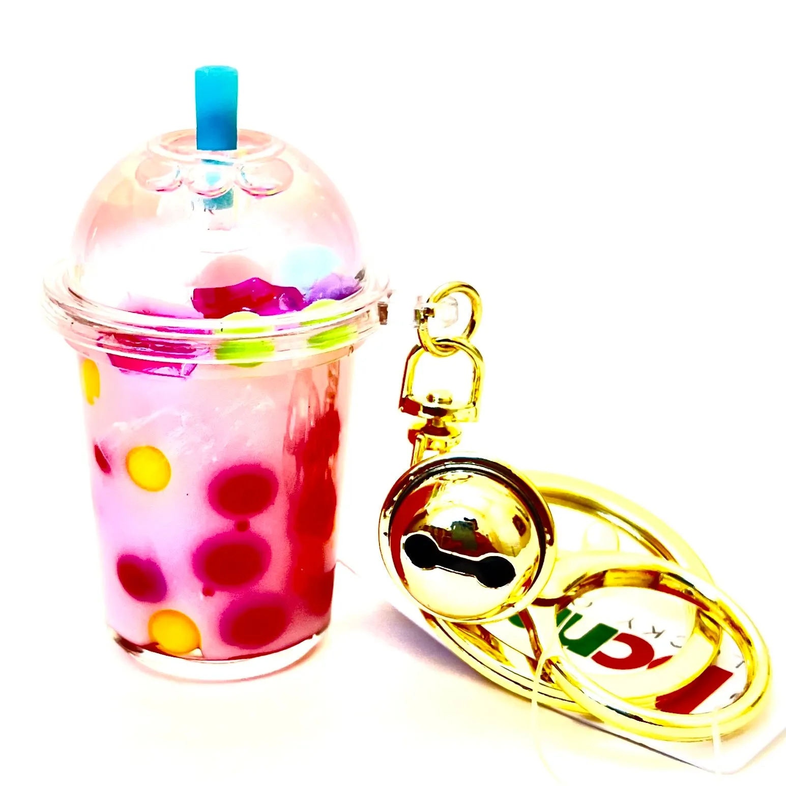 12095 PASTEL ROUND TOP BOBA FLOATY KEY CHARM-12