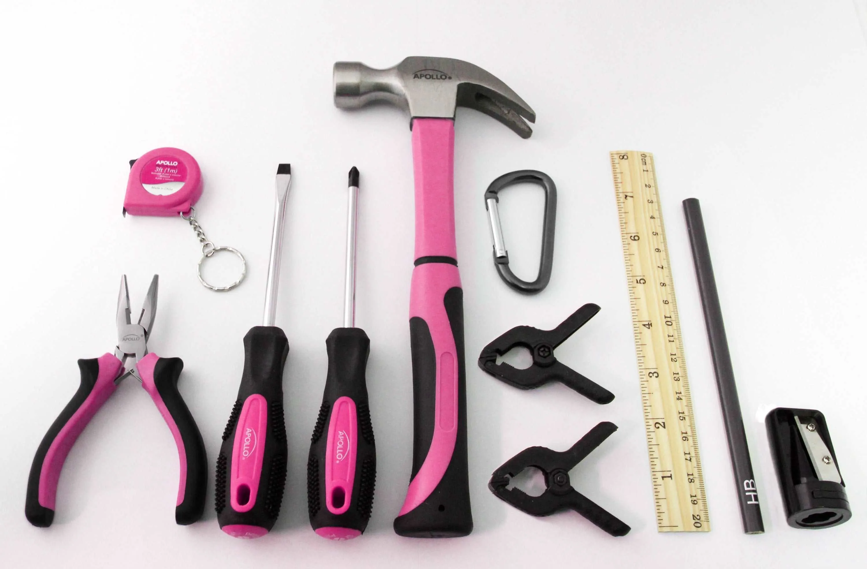 14 Piece My First Tool Kit Educational Tool Set with Pink Tool Bag, Real Pink Tools, and Safety Gear --DT4936P