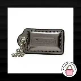 1.5" COACH DARK SILVER MIRRORED LEATHER KEY FOB CHARM KEYCHAIN HANG TAG WRISTLET