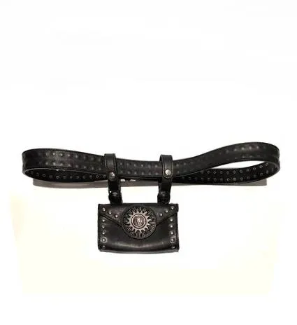 1990s GIANNI VERSACE STUDDED MEDUSA LEATHER MINI BUM BAG BELT