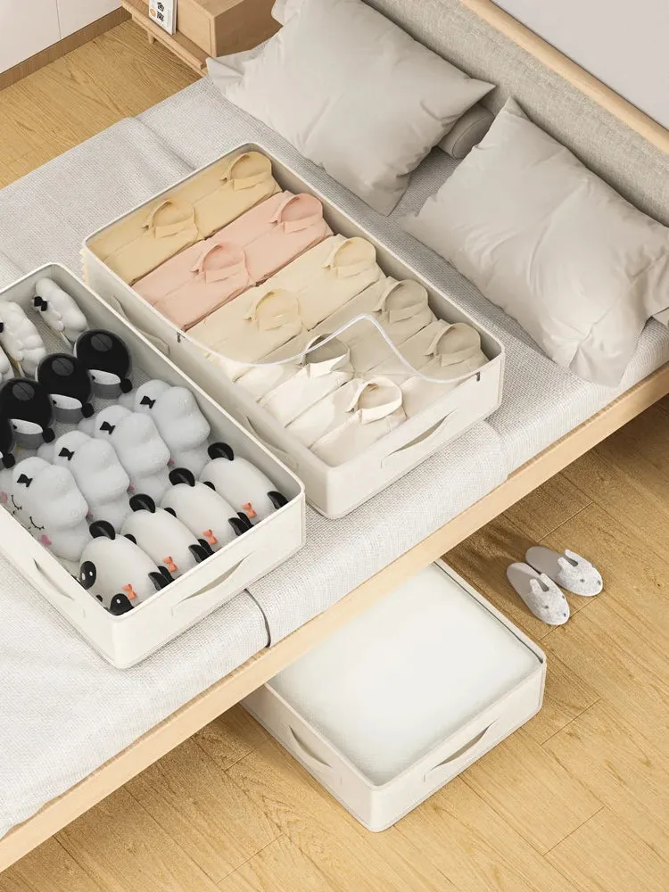 1PC cotton and linen see-through bed bottom storage bag Household goods storage bag clothing storage bag