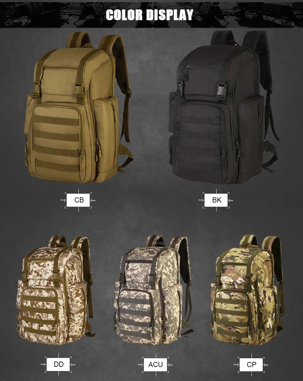 40L Army Military Tactical Molle Laptop Backpack