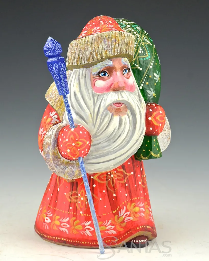 5 inch Russian Santa with Green Toybag