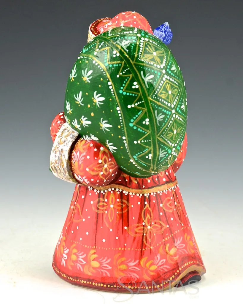 5 inch Russian Santa with Green Toybag