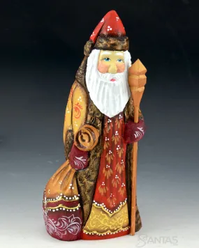 6.2 inch Gold Red and Brown Trim Russian Santa