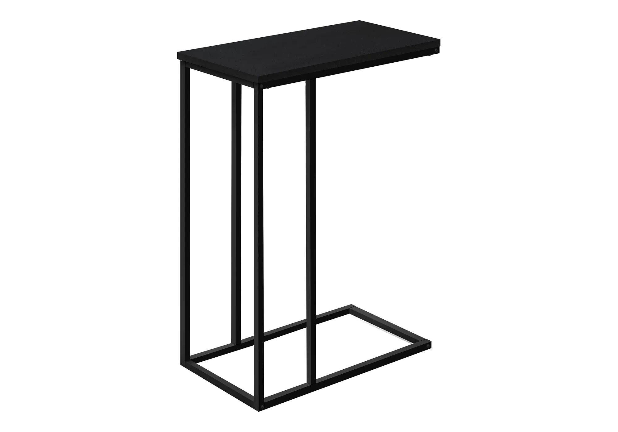 Accent Table, C-shaped, End, Side, Snack, Living Room, Bedroom, Black Laminate, Black Metal, Contemporary, Modern