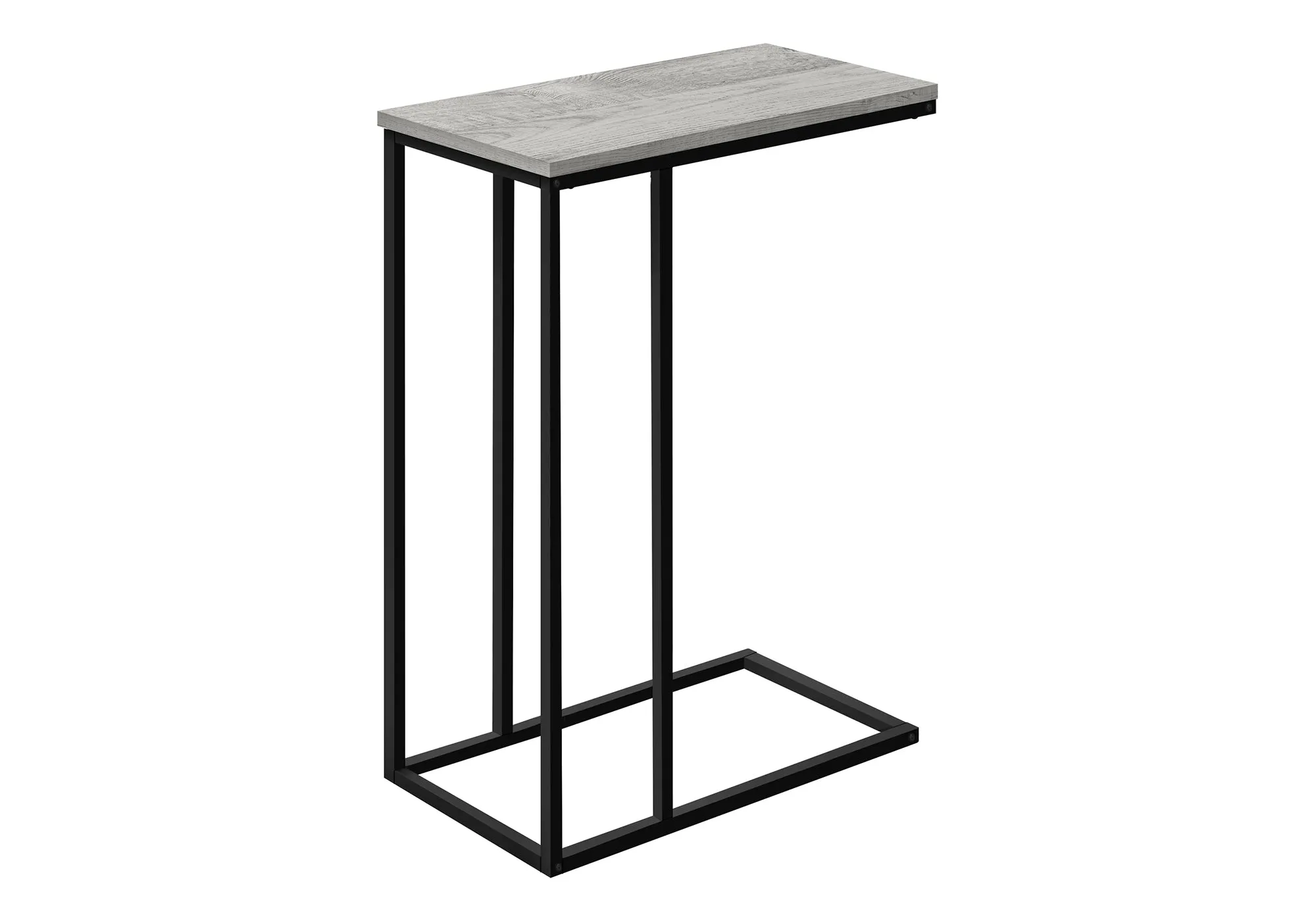 Accent Table, C-shaped, End, Side, Snack, Living Room, Bedroom, Grey Laminate, Black Metal, Contemporary, Modern