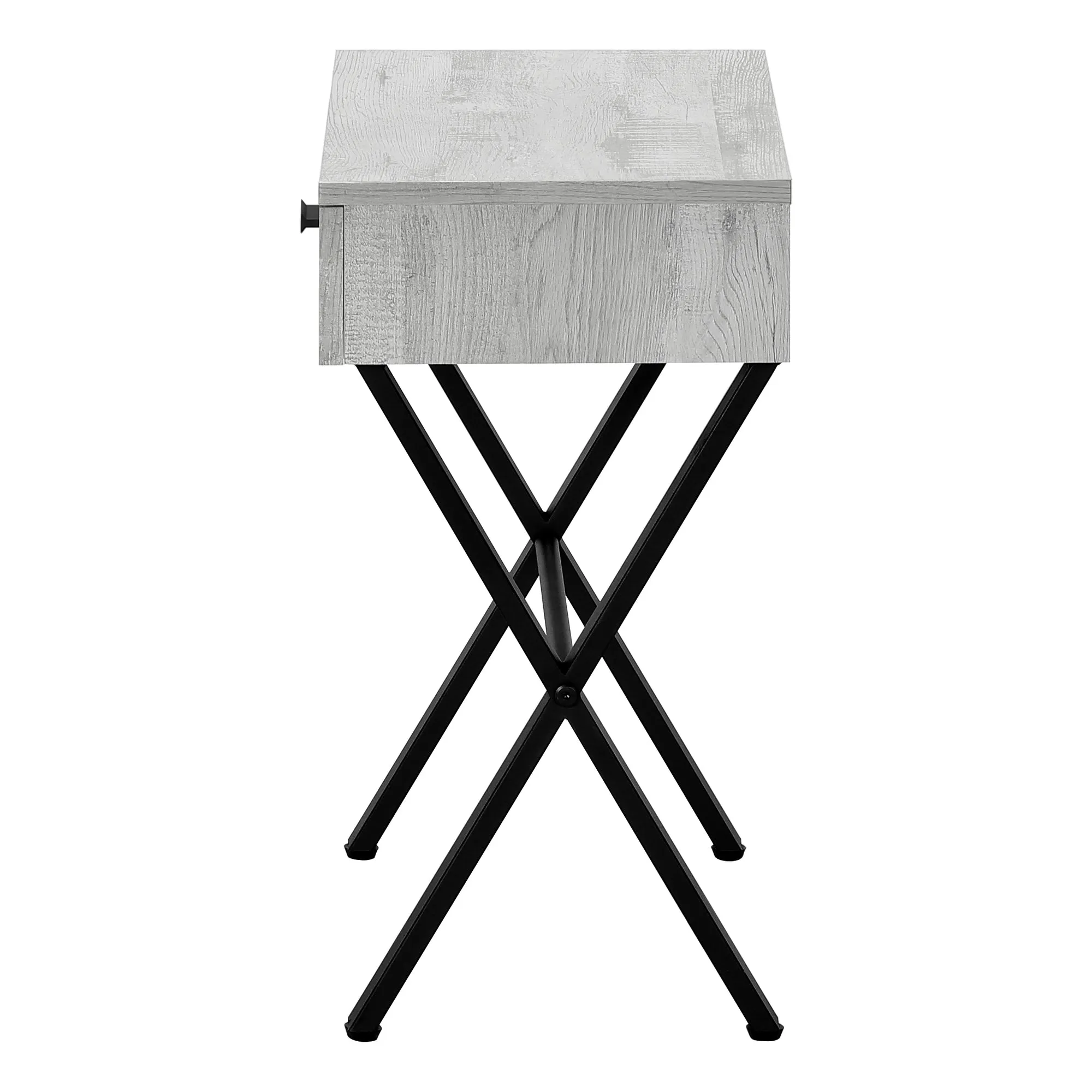 Accent Table, Side, End, Nightstand, Lamp, Storage Drawer, Living Room, Bedroom, Grey Laminate, Black Metal, Contemporary, Modern