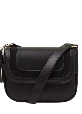 Accessorize Black Suedette Flap Cross-body Bag