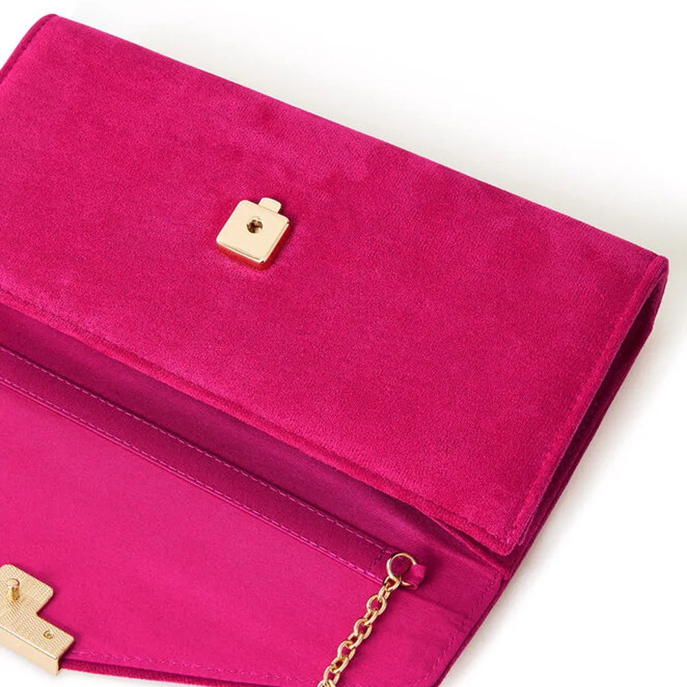 Accessorize London Women's Pink Suedette envelope clutch bag