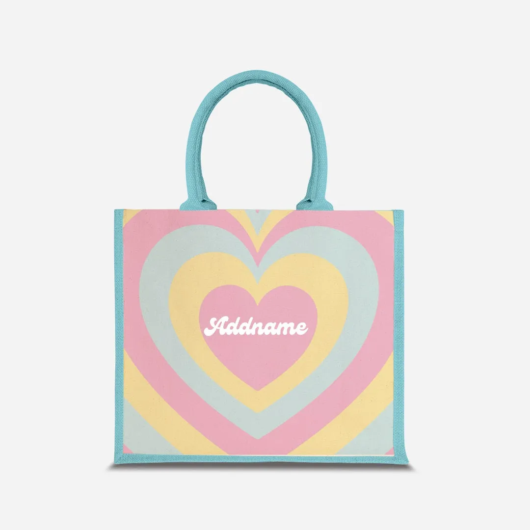 Affection Series Half Lining Jute Bag - Bubblegum Light Blue