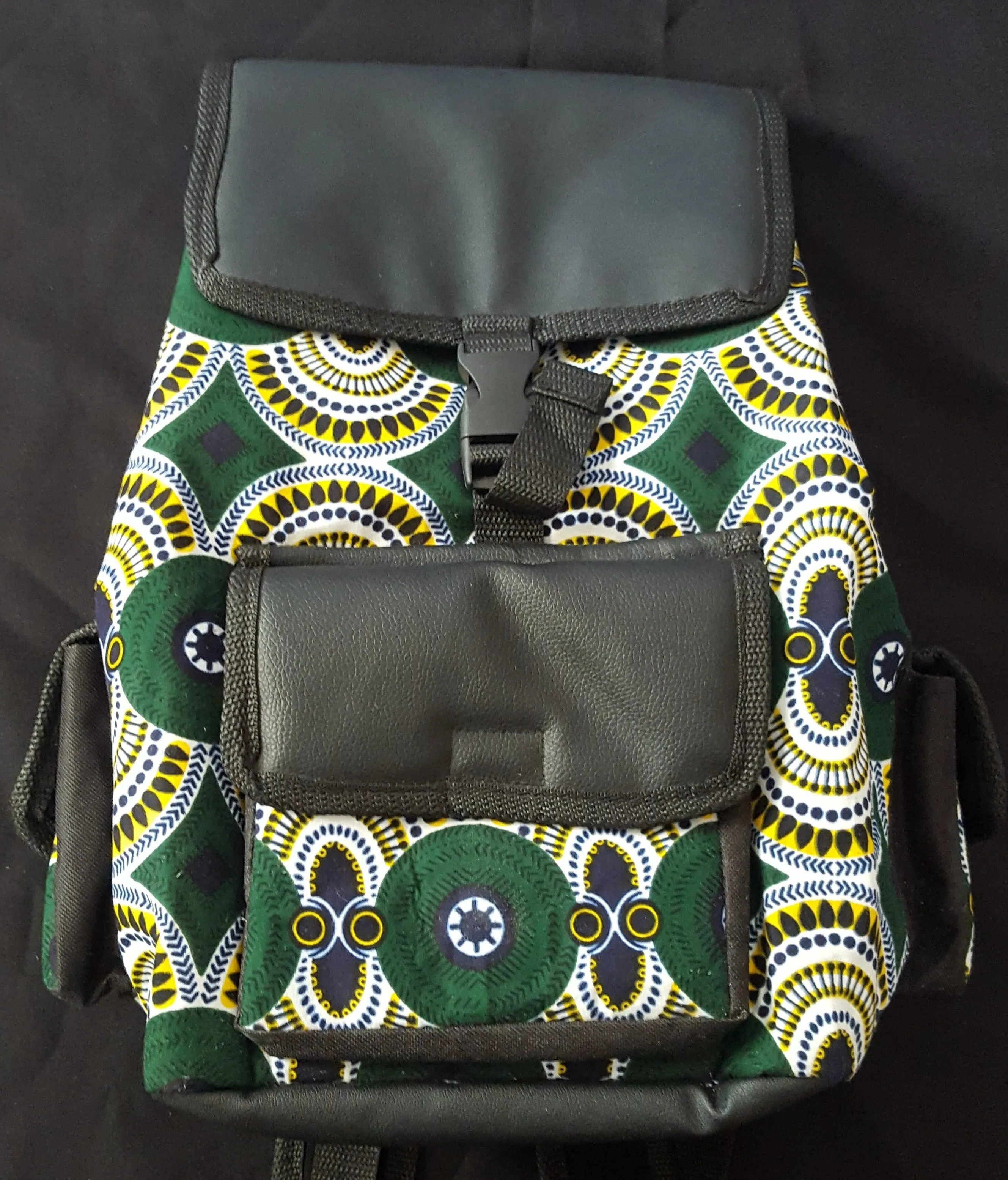 African Print & Vegan Leather Backpacks