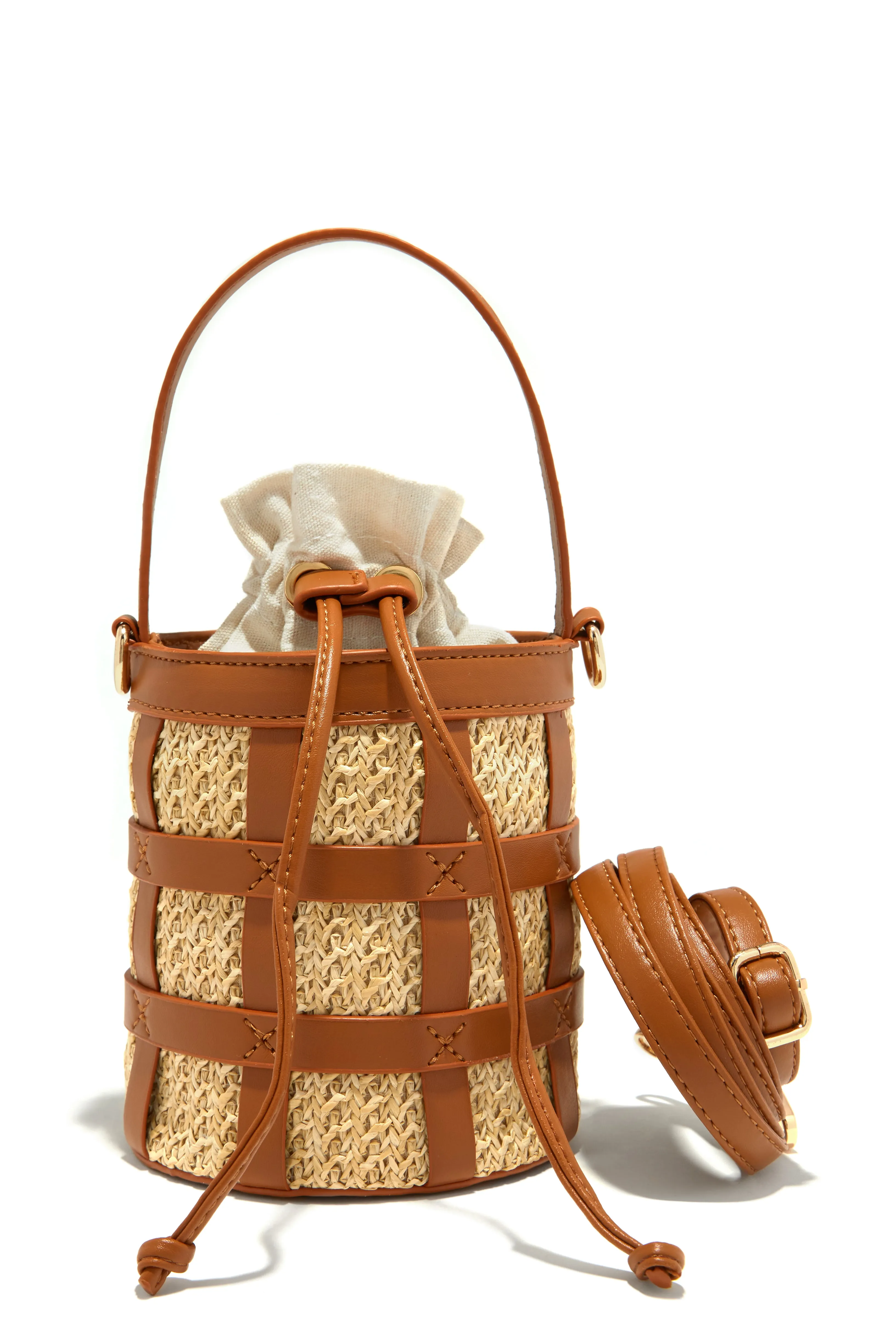 Alesia Woven Top Handle Bag - Tan