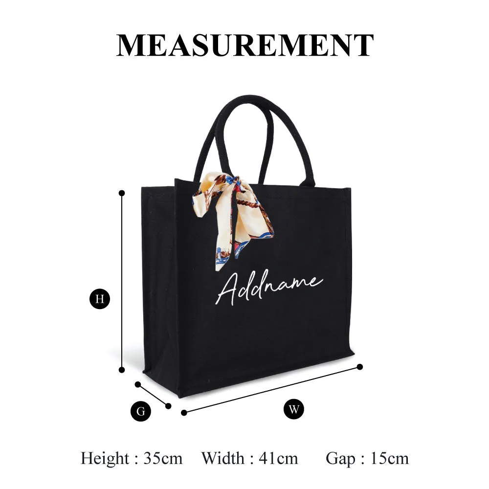 Alyssa Series Canvas Bag White Font - Black Large