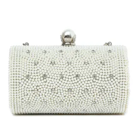 Amber Ivory Pearl & Crystal Evening Clutch Bag