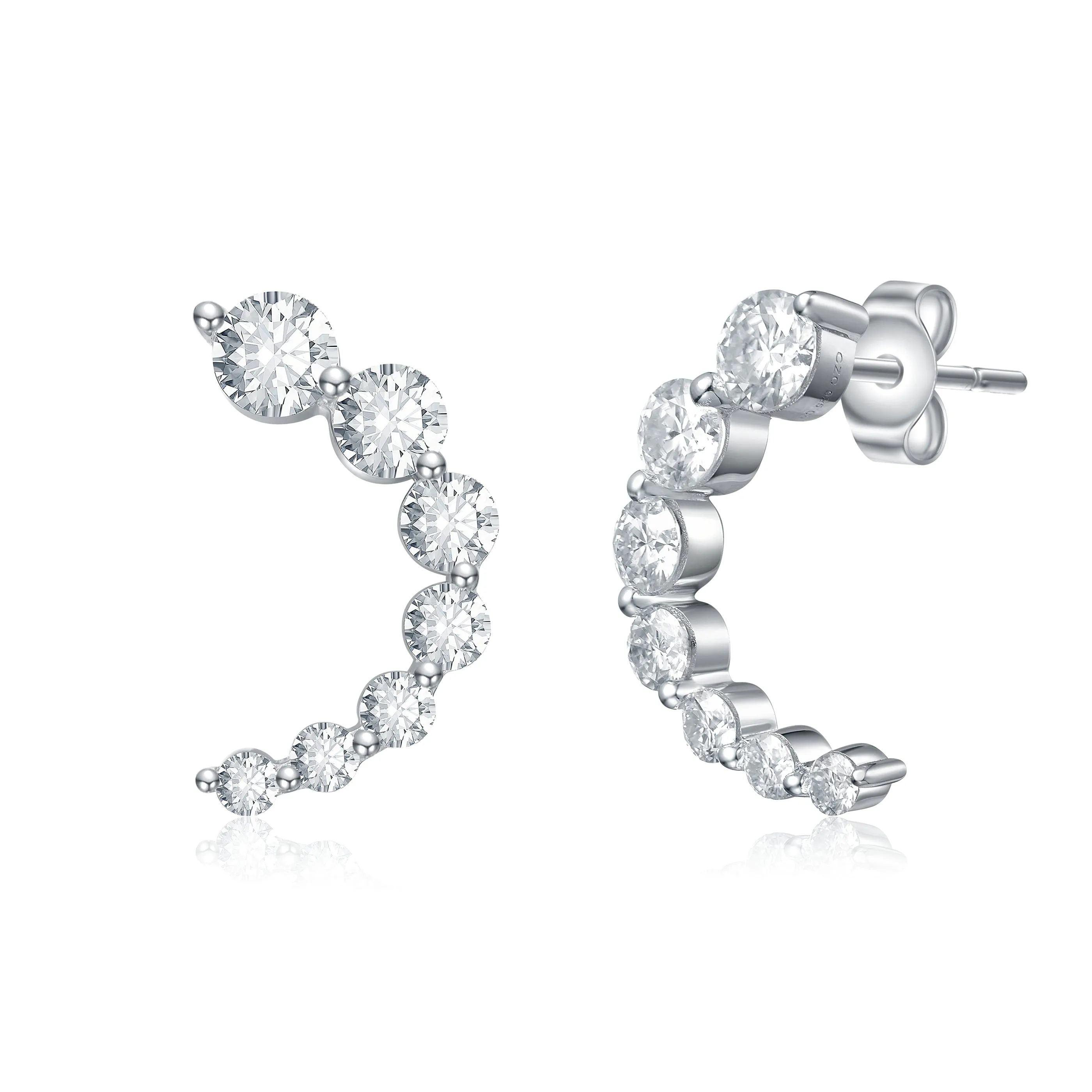 Anne Lab Created Moissanite Snow Half-Hoop Earrings