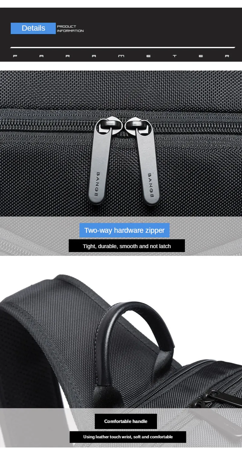 BANGE USB Technology Multifuctional Shoulder Bag for Men