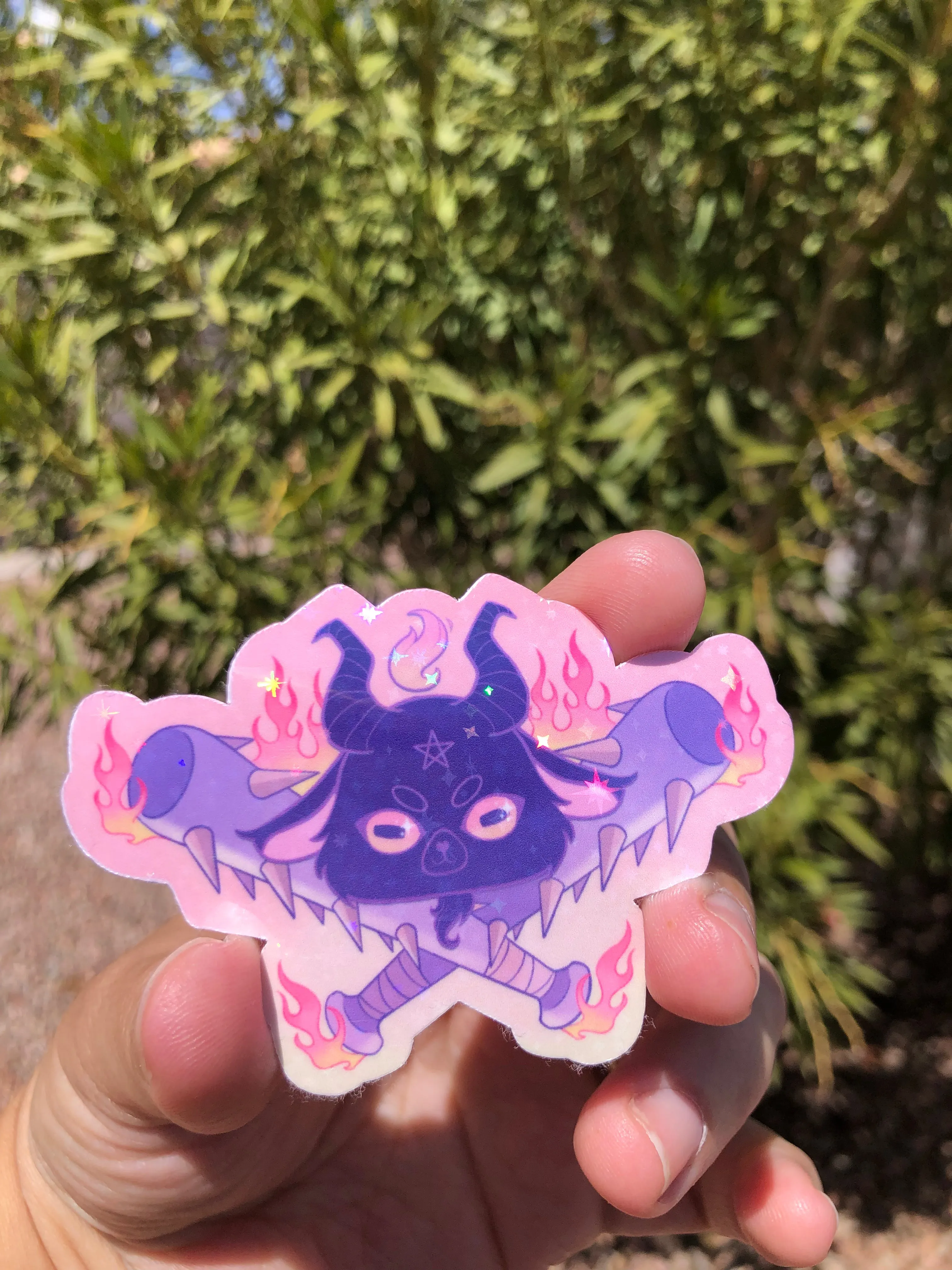 Baphomet & Bats holographic vinyl sticker