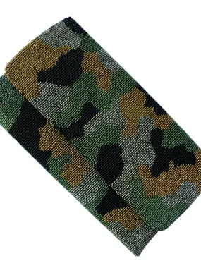 Beaded Large Envelope Clutch Bag Camouflage