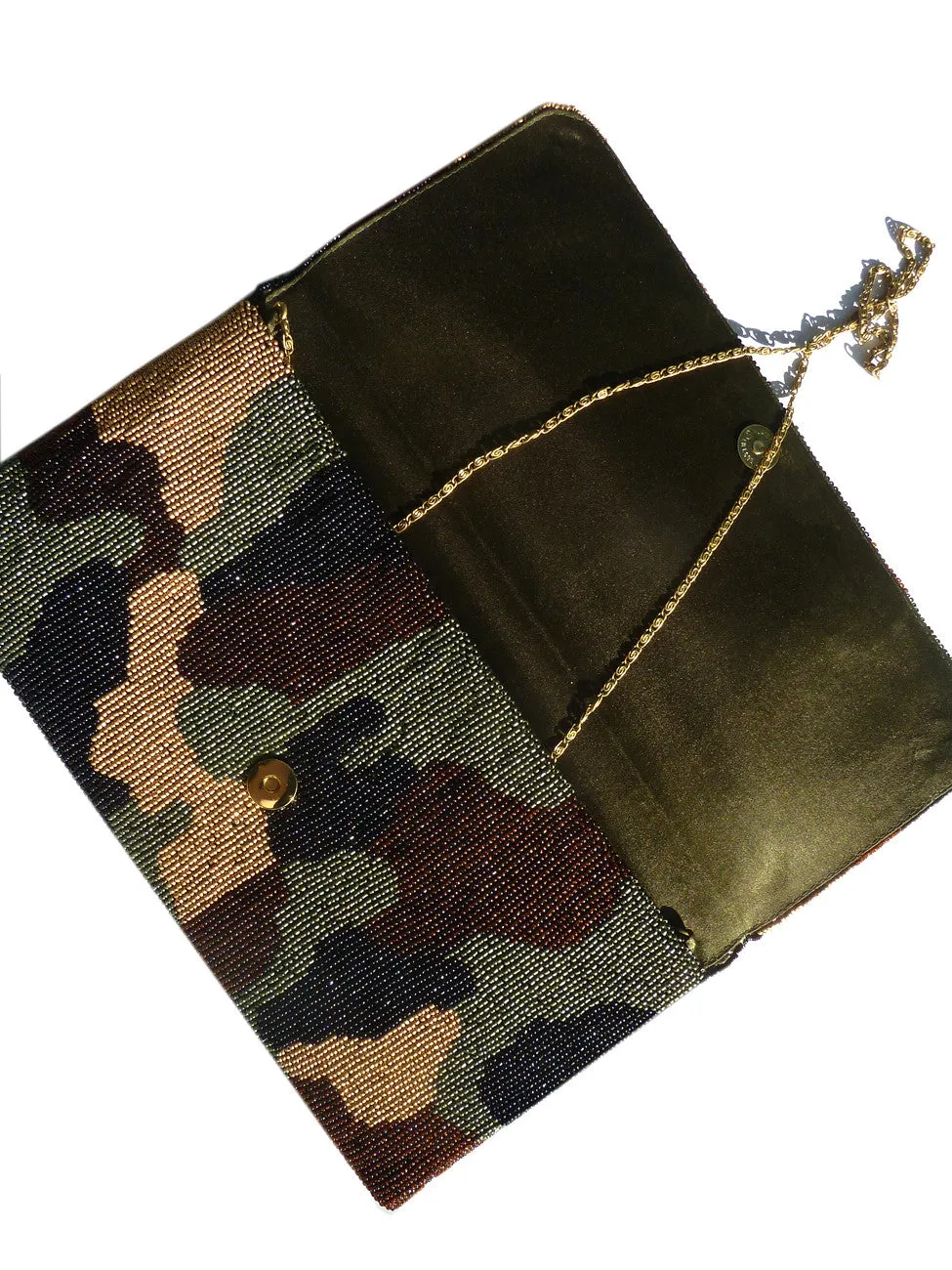 Beaded Large Envelope Clutch Bag Camouflage