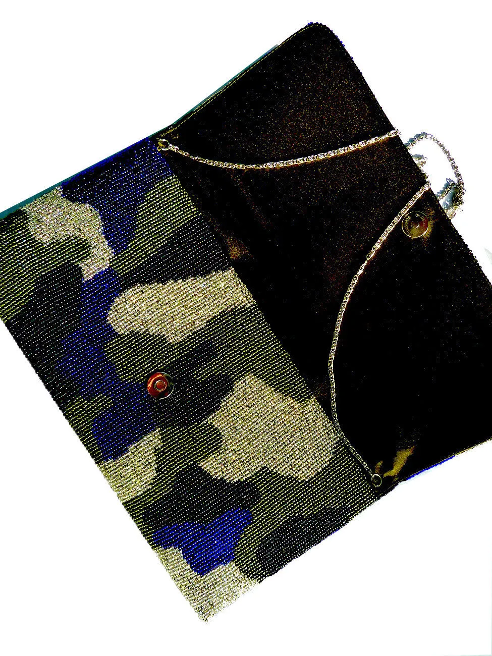 Beaded Large Envelope Clutch Bag Camouflage