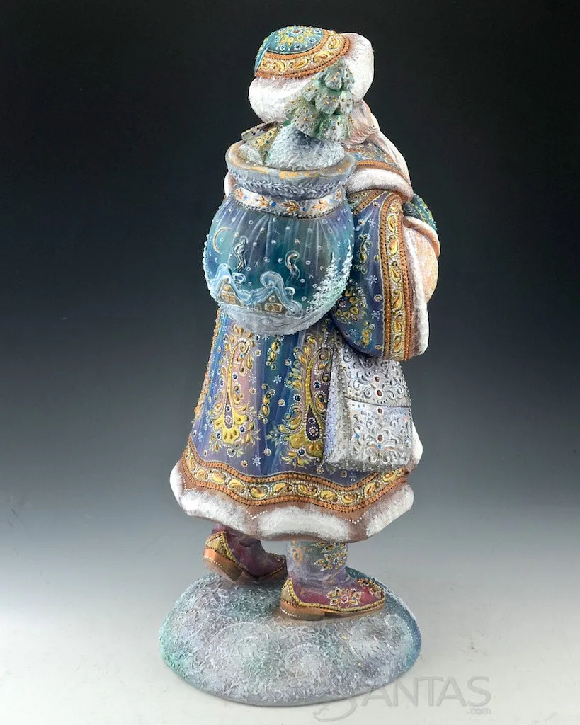 Beautiful and Colorful Santa Carving with 92 embedded Gemstones