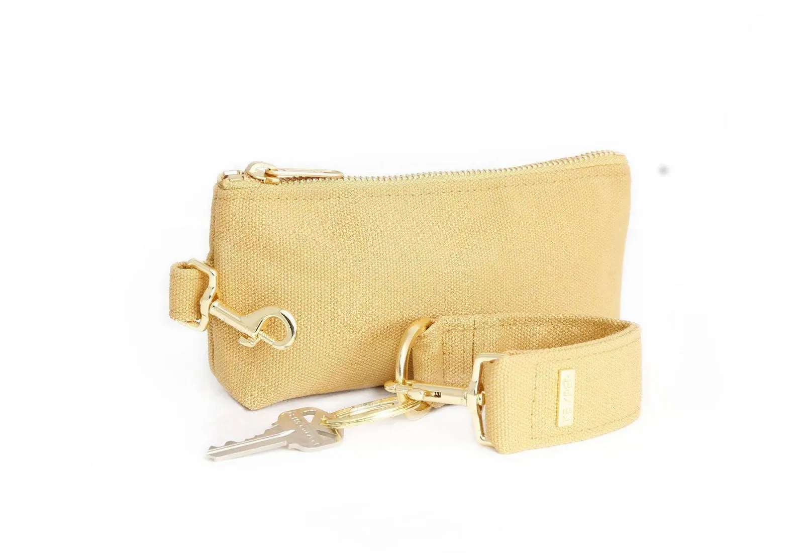 Beige Canvas 2-Piece Wristlet Set