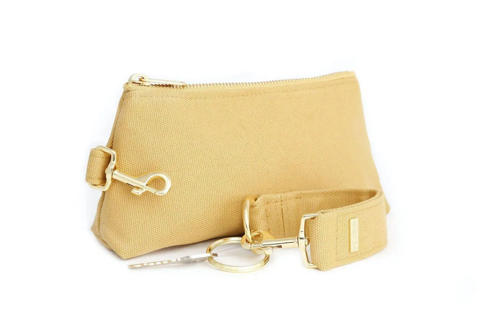 Beige Canvas 2-Piece Wristlet Set