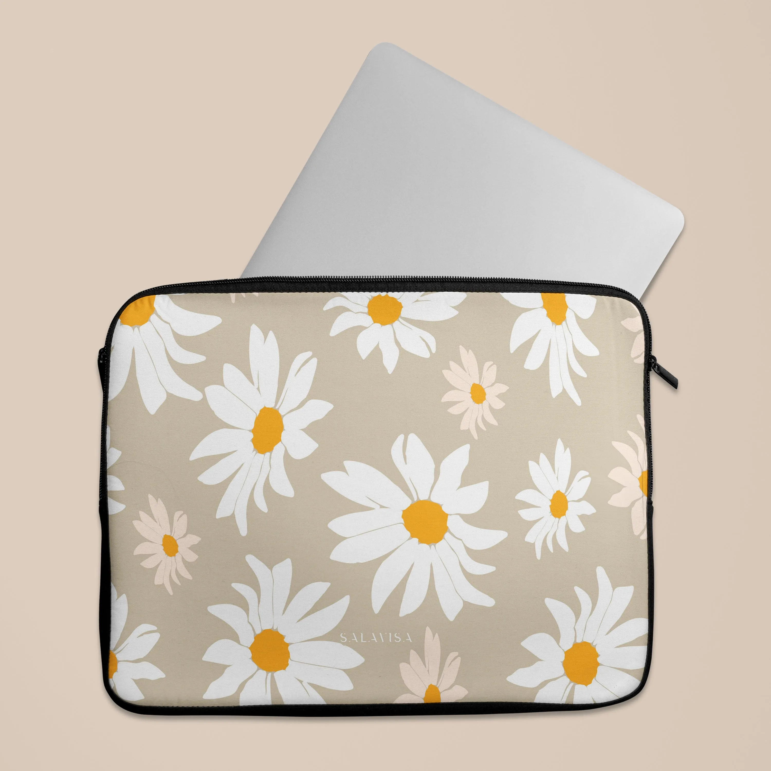 Beige Daisy Laptop Sleeve