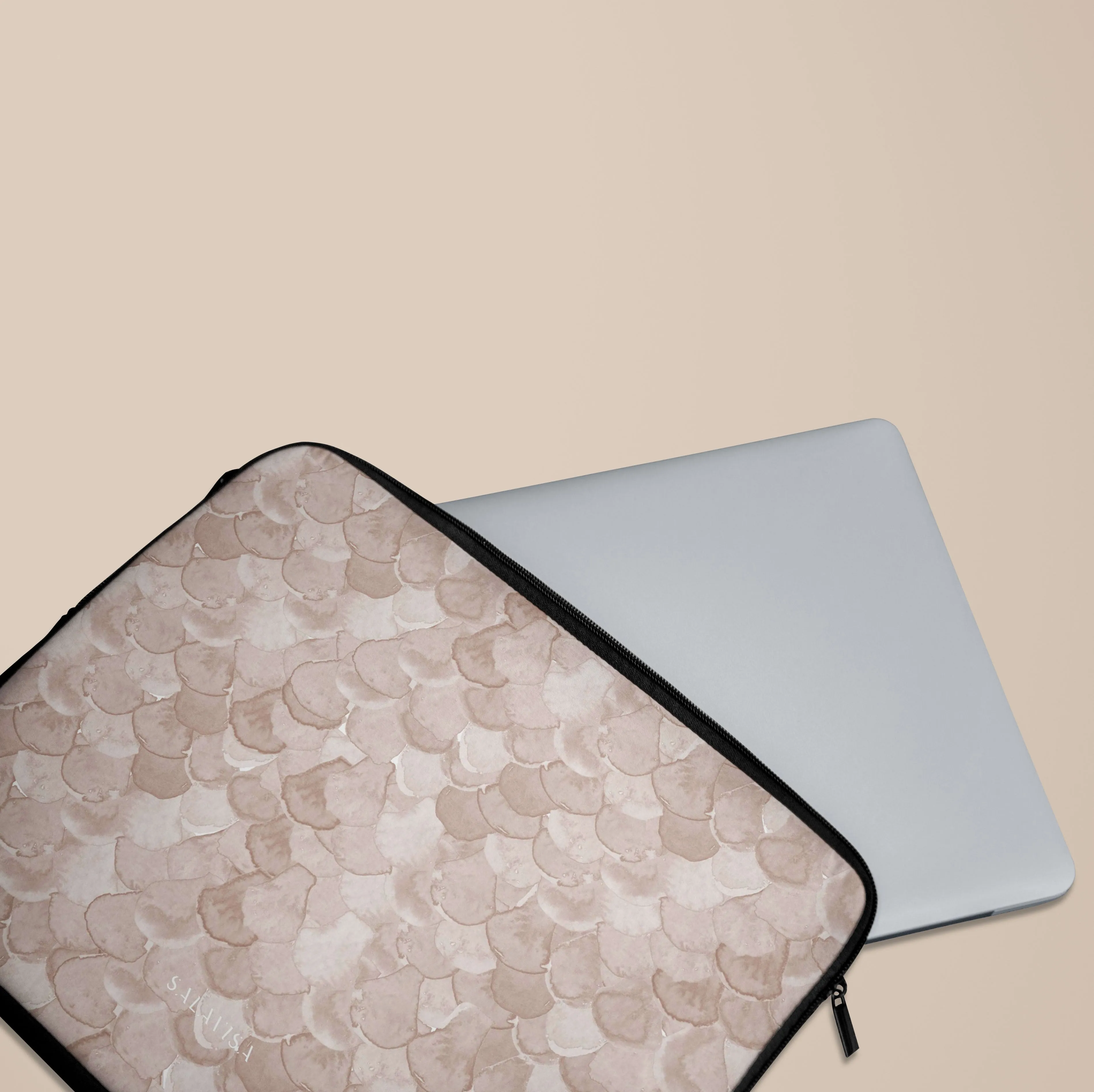 Beige Watercolor Reptile Laptop Sleeve