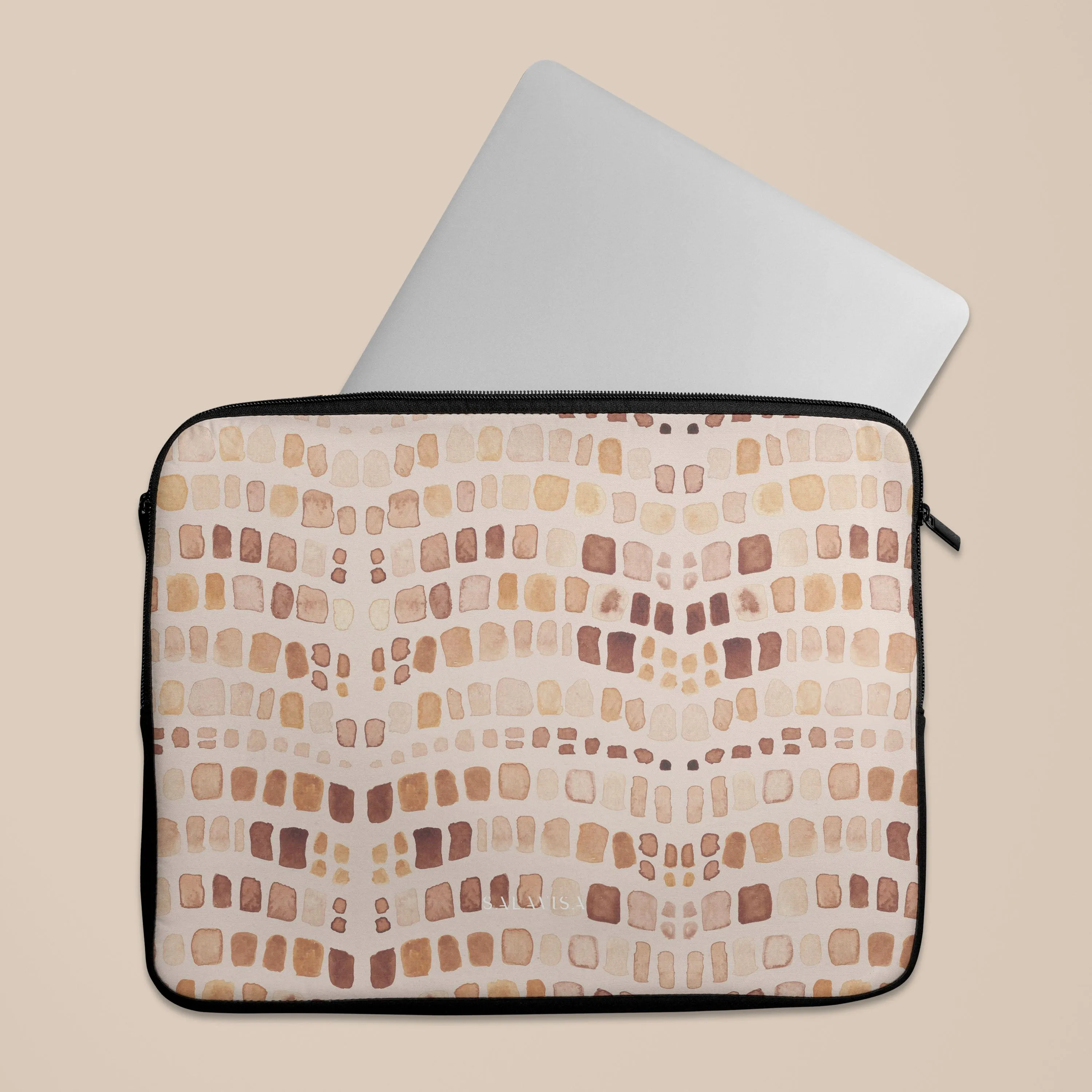 Beige Watercolor Safari Laptop Sleeve