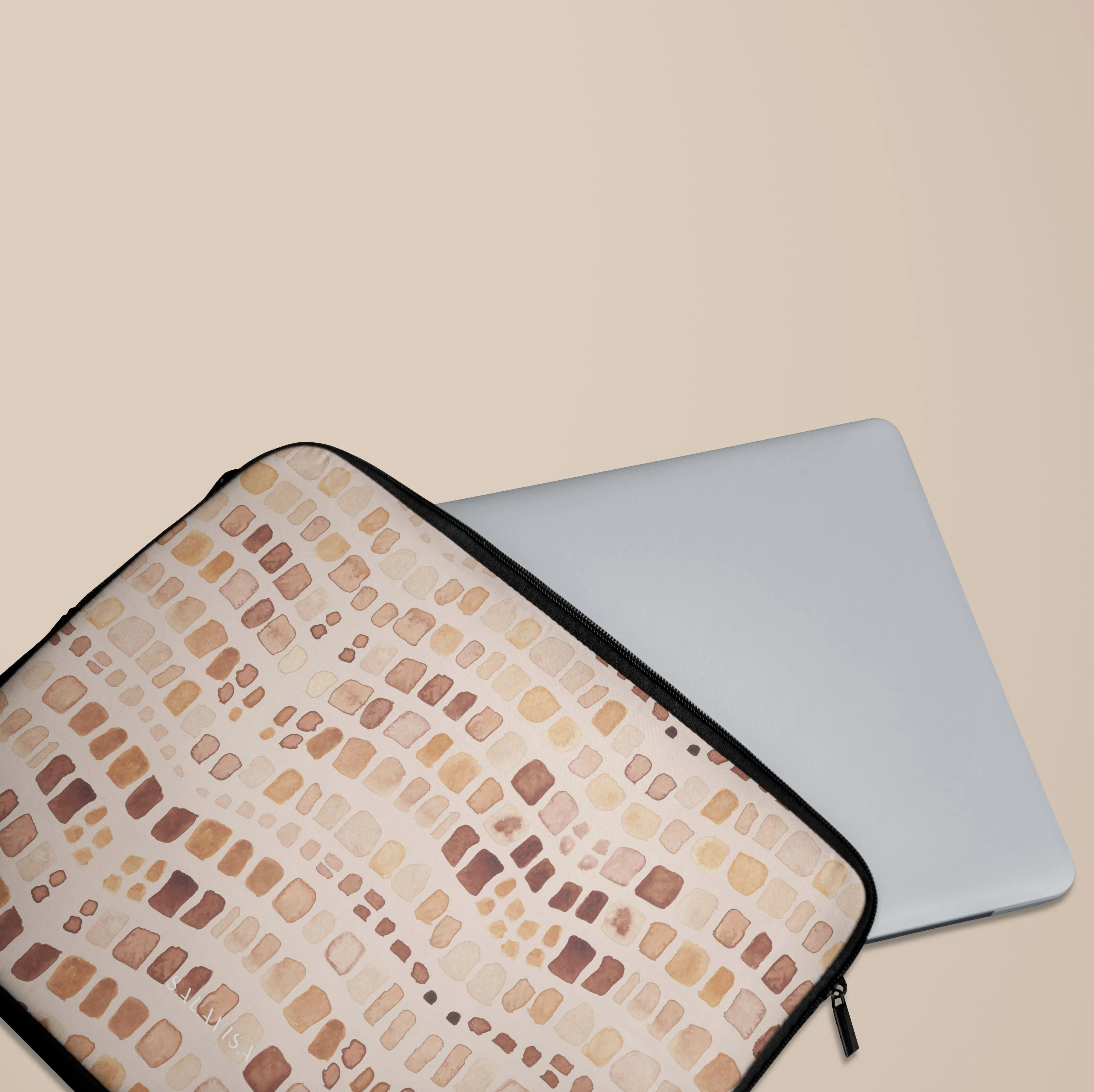 Beige Watercolor Safari Laptop Sleeve