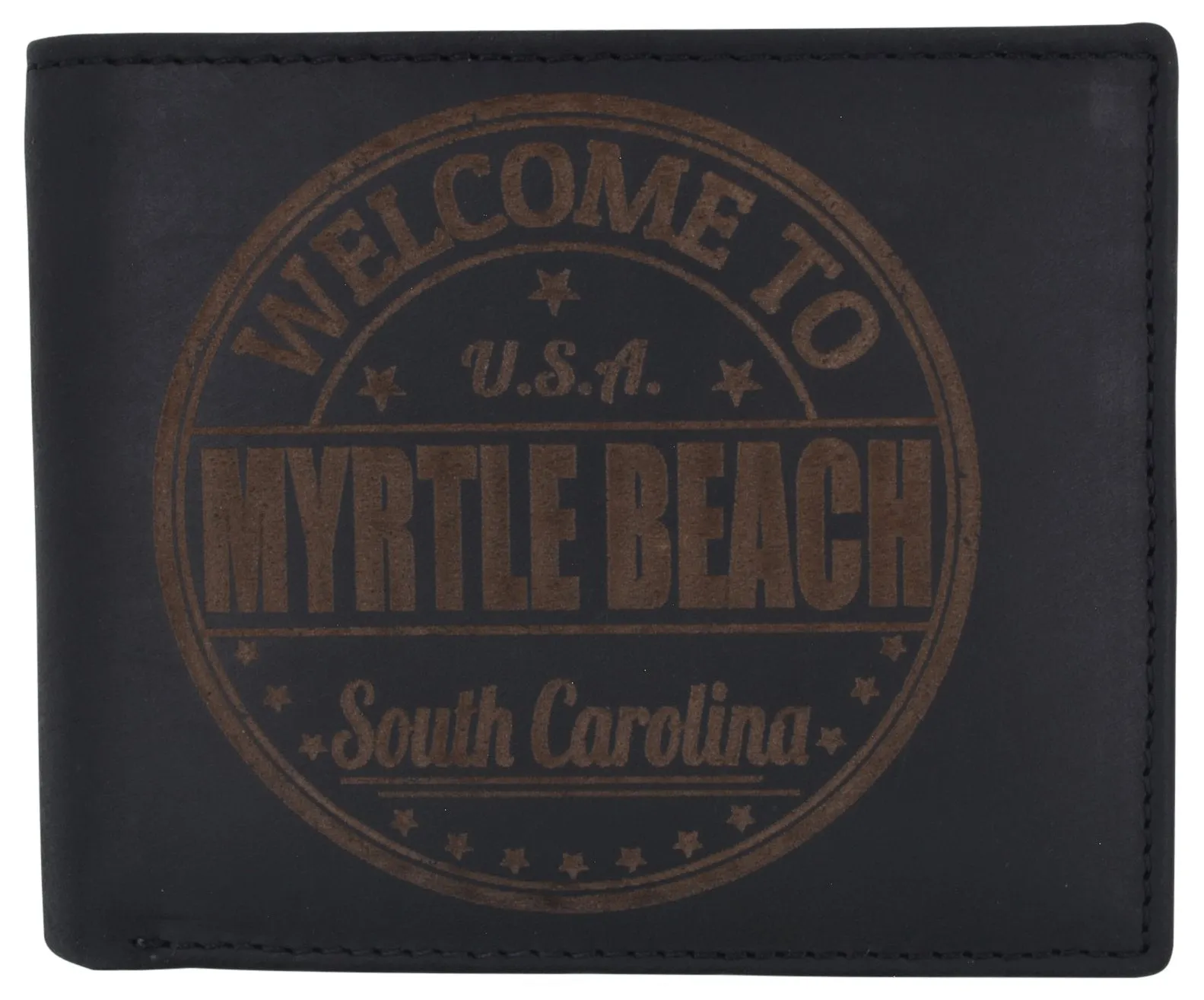 Bifold Mens RFID Cowhide Leather Myrtle Beach Flap Card ID Wallet  53HTC Myrtle Beach