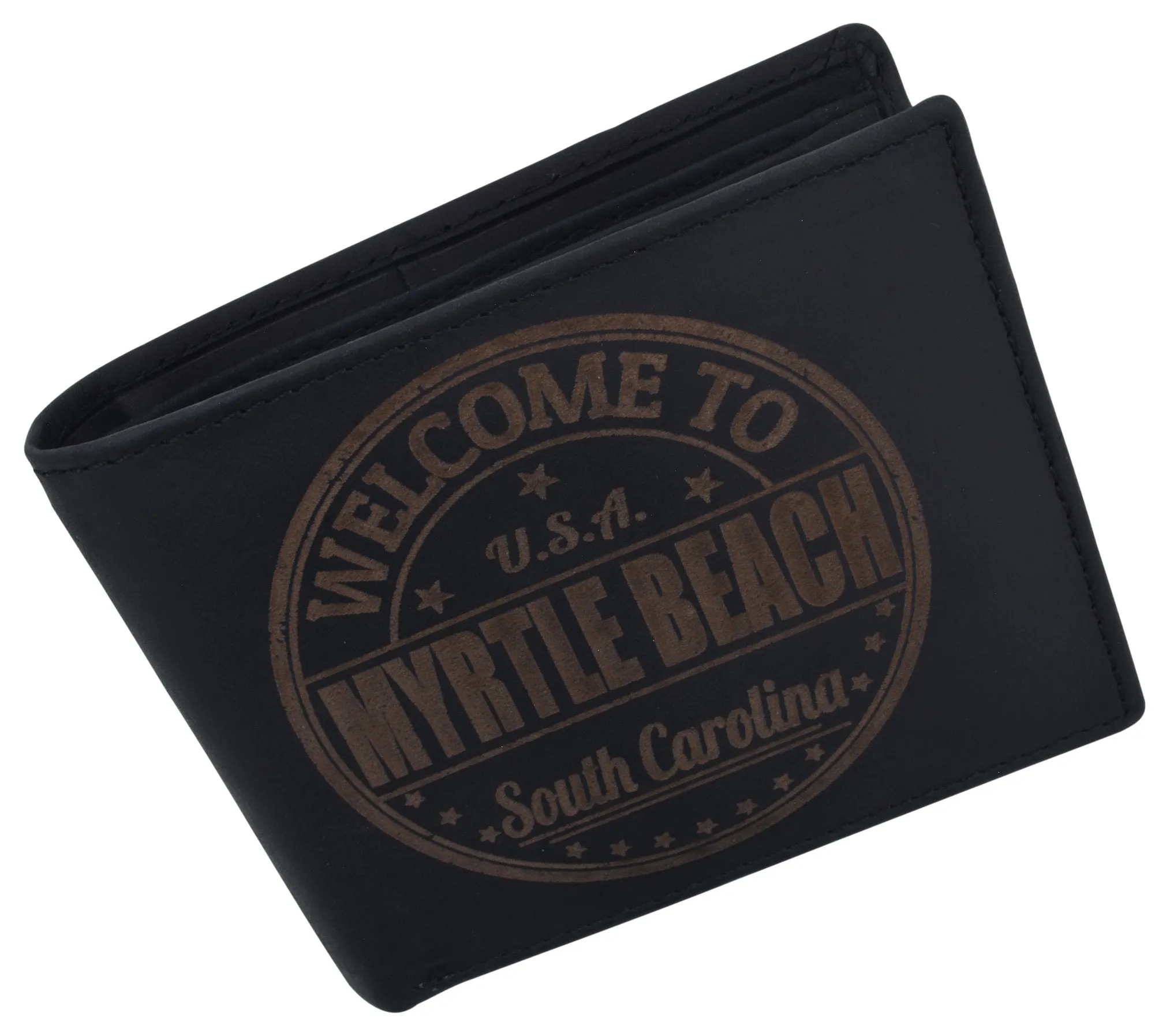 Bifold Mens RFID Cowhide Leather Myrtle Beach Flap Card ID Wallet  53HTC Myrtle Beach