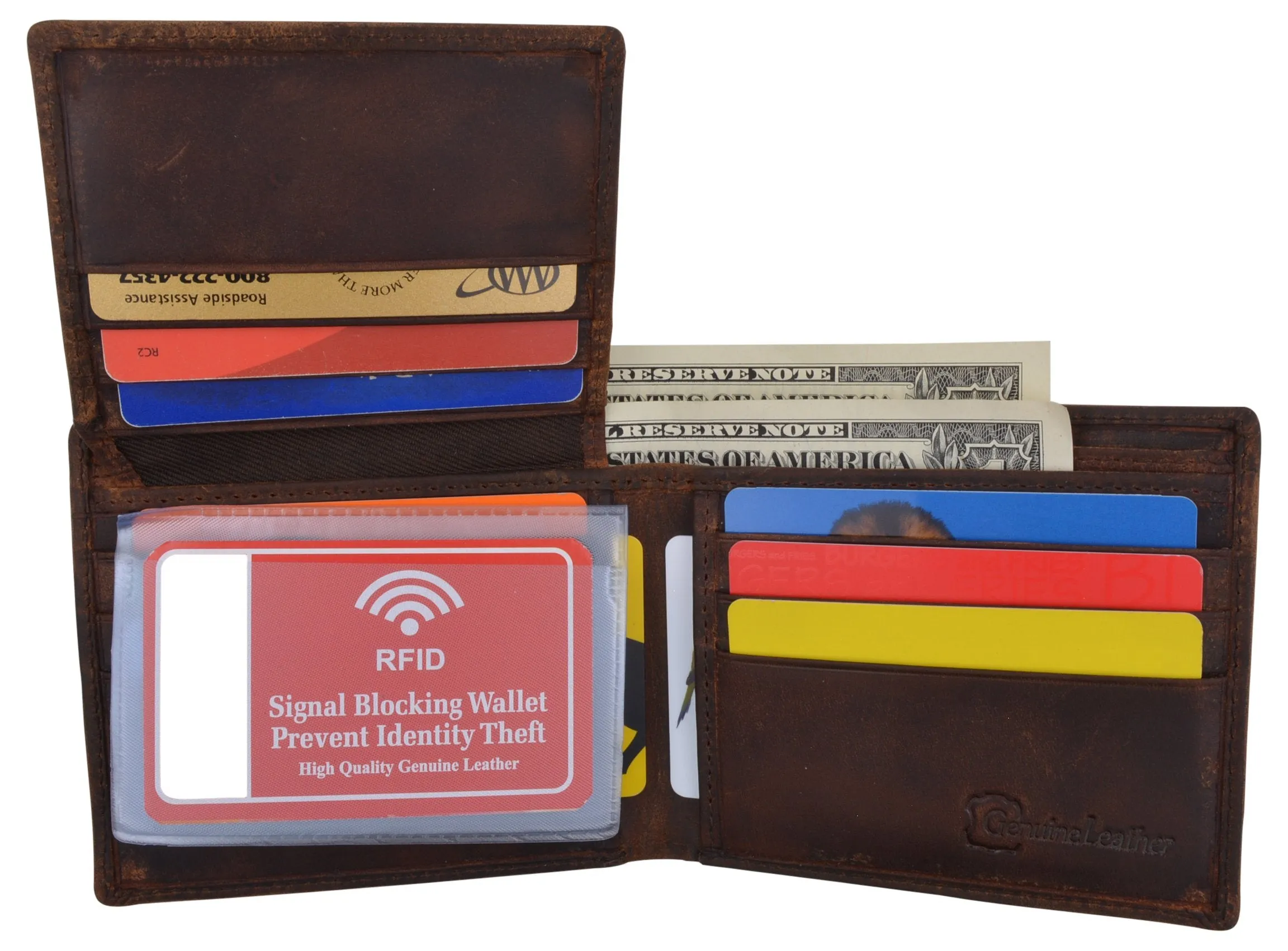 Bifold Mens RFID Cowhide Leather Myrtle Beach Flap Card ID Wallet  53HTC Myrtle Beach