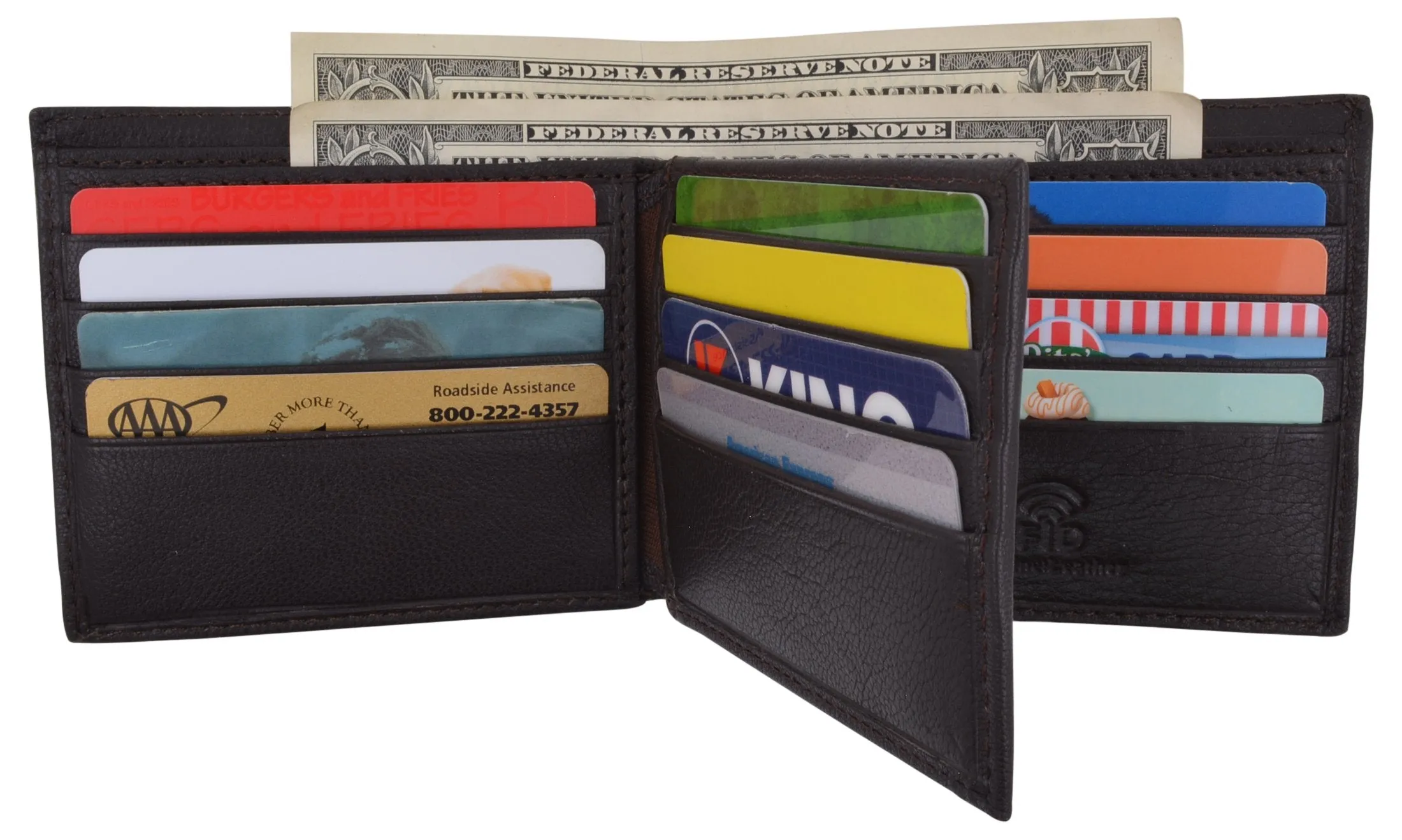 Bifold Men's RFID Security Blocking Leather Extra Capacity Credit Card ID Wallet RFIDGT52LGR