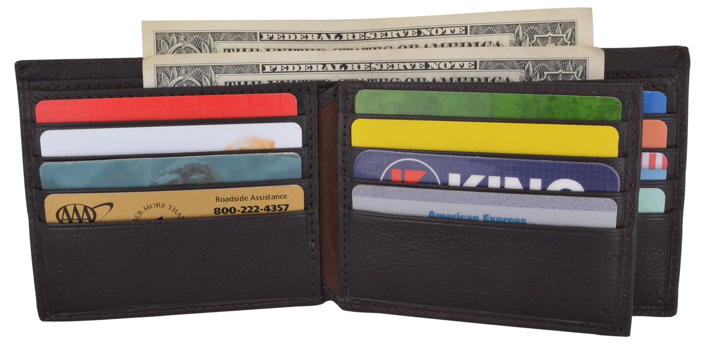 Bifold Men's RFID Security Blocking Leather Extra Capacity Credit Card ID Wallet RFIDGT52LGR