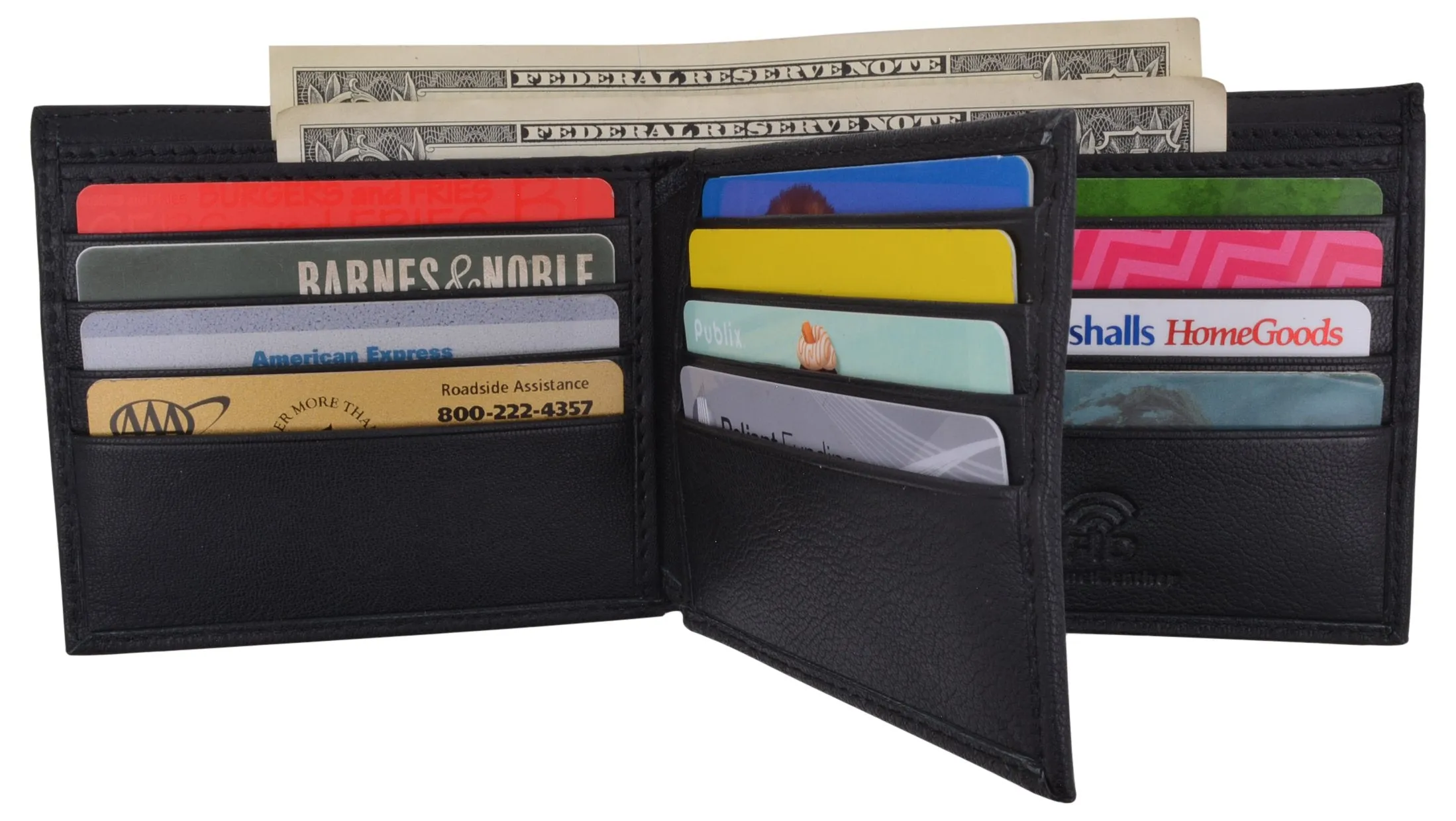 Bifold Men's RFID Security Blocking Leather Extra Capacity Credit Card ID Wallet RFIDGT52LGR