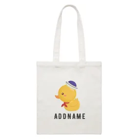 Birthday Sailor Baby Duck Addname White Canvas Bag