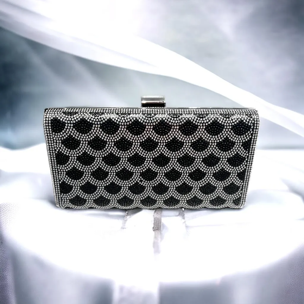 Black and Crystal Evening Clutch Bag