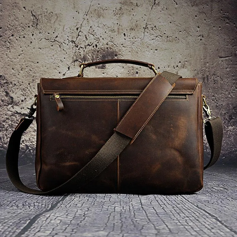 Black Coffee Leather Mens Briefcase Laptop Bag Business Bag Work Bag for Men