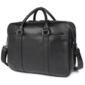 Black Cowhide Leather Briefcase for Men 7348