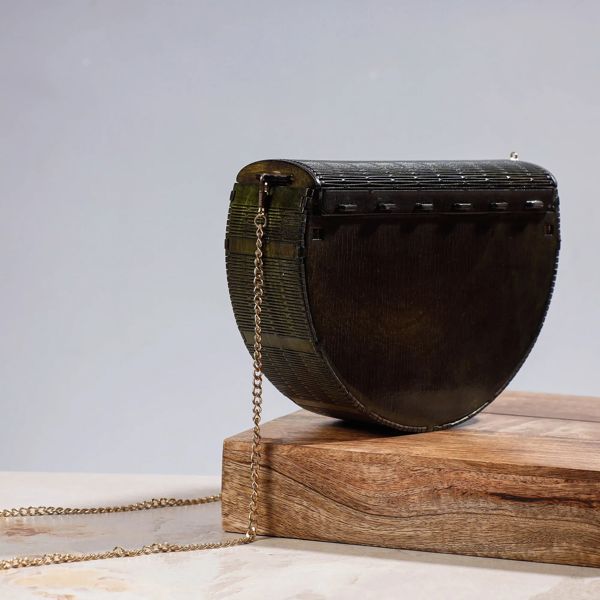 Black - Handcrafted Birch Wooden Sling Bag