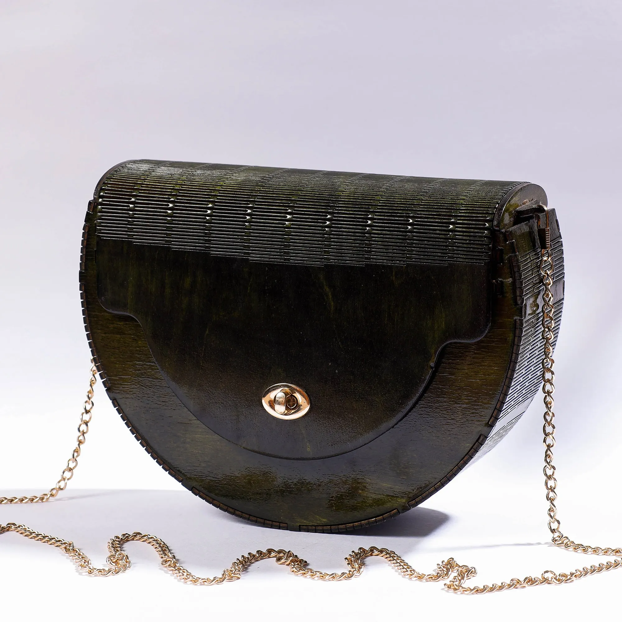 Black - Handcrafted Birch Wooden Sling Bag